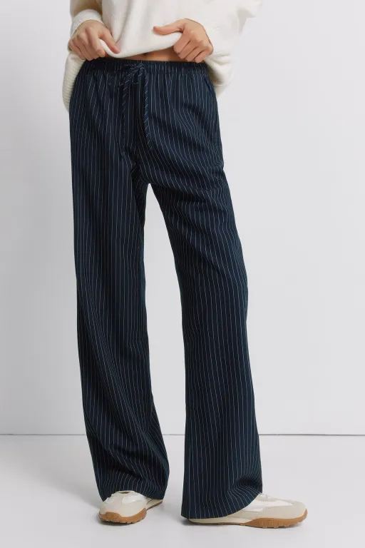 Pantalon Fluide Rayé Bleu Marine thumbnail 2