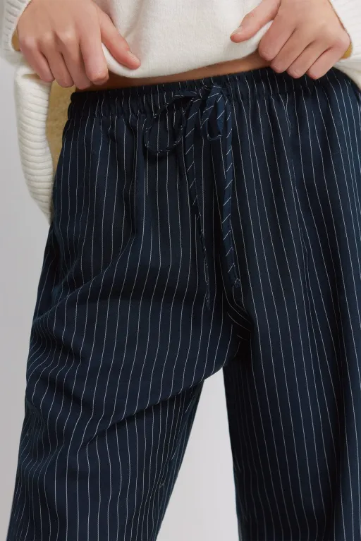 Pantalon Fluide Rayé Bleu Marine thumbnail 4