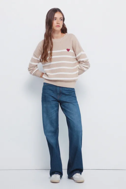 Pull En Coton Rayé En Forme De Cœur thumbnail 4