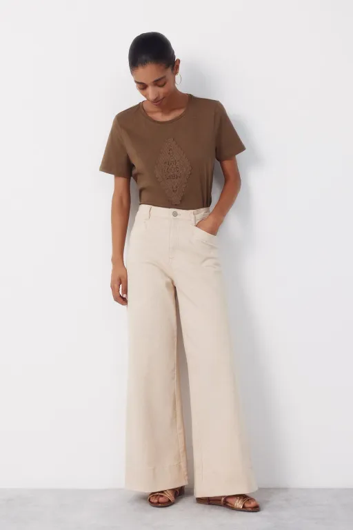 Pantalon Rayé Couleur Sable thumbnail 1
