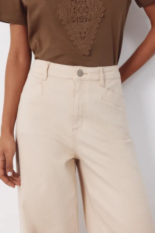 Pantalon Rayé Couleur Sable thumbnail 3