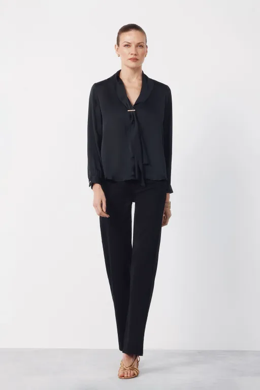 Blouse Satinée Avec Nœud thumbnail 4