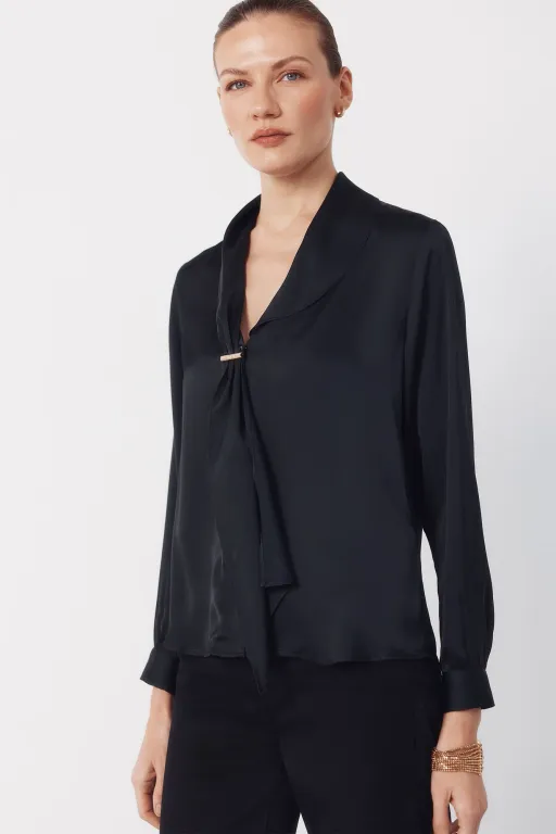Blouse Satinée Avec Nœud thumbnail 3