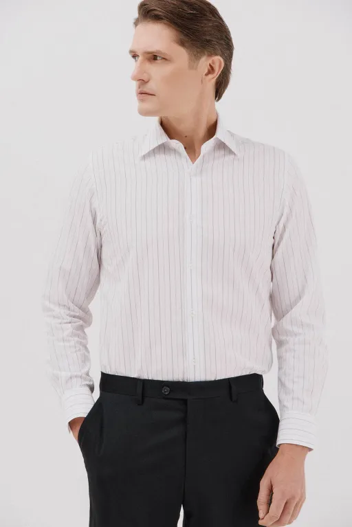 Chemise Habillée Rayée En Coton Et Tencel thumbnail 2