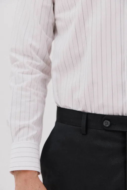 Chemise Habillée Rayée En Coton Et Tencel thumbnail 4