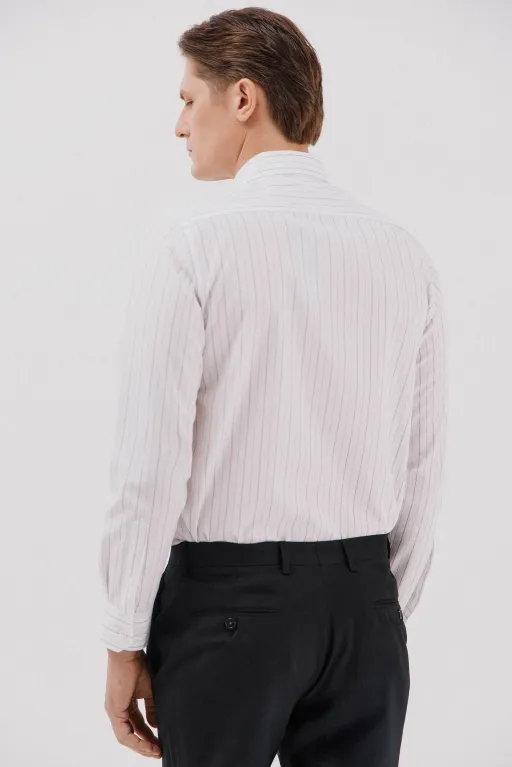 Chemise Habillée Rayée En Coton Et Tencel thumbnail 3