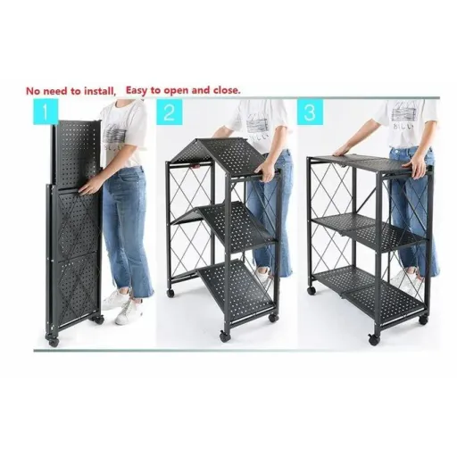 Étagère De Rangement À 3 Niveaux Avec Roulettes thumbnail 3