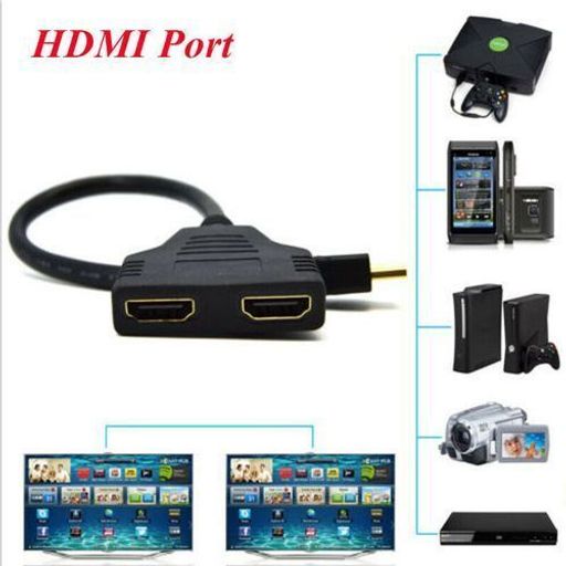 Hdmi 1 To 2 Split Double Signal Adapter Convert Cable Hdmi Convertisseur Male To Female 1080p Hdmi Splitter Cable Port Male To Female 1 Input 2 Output Adapter Converter 1080p Hdmi Port De Câble De Diviseur Mâle À Femelle 1 Entrée 2 Convertisseur De Sortie thumbnail 2