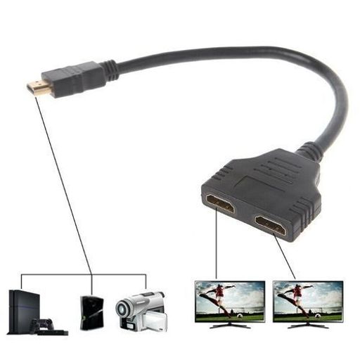 Hdmi 1 To 2 Split Double Signal Adapter Convert Cable Hdmi Convertisseur Male To Female 1080p Hdmi Splitter Cable Port Male To Female 1 Input 2 Output Adapter Converter 1080p Hdmi Port De Câble De Diviseur Mâle À Femelle 1 Entrée 2 Convertisseur De Sortie thumbnail 3