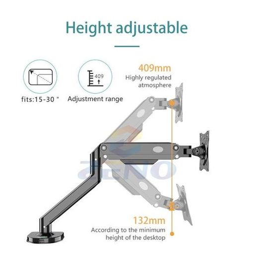 Support Moniteur Bras Long 17–32" – Rotation, Inclinaison Et Ajustement Hauteur, Max 9 Kg thumbnail 3