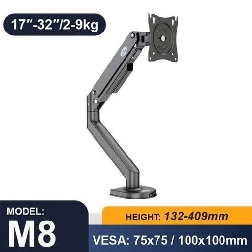 Support Moniteur Bras Long 17–32" – Rotation, Inclinaison Et Ajustement Hauteur, Max 9 Kg thumbnail 2