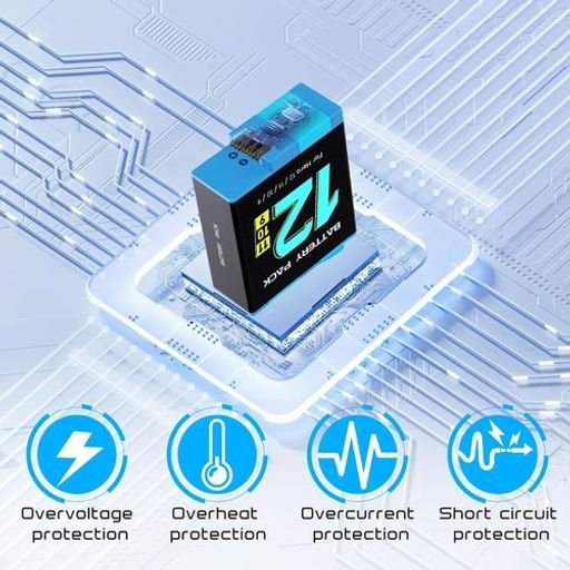 Pack Chargeur De Batterie À Double Canal Pour Caméra Gopro Hero 9 10 11 12 + Batterie 2000mah thumbnail 2