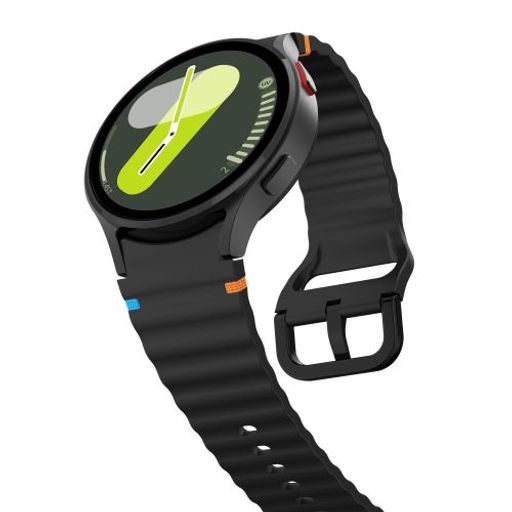 Set De 2 X Bracelet En Silicone 2 Couleurs Pour Samsung Galaxy Watch 7 Fe 6 4 20mm Classic 5 Pro 44mm 40mm 43mm 47mm 45mm Watch6 7 Strap De Rechange S/m/l - Noir + Bleu thumbnail 2