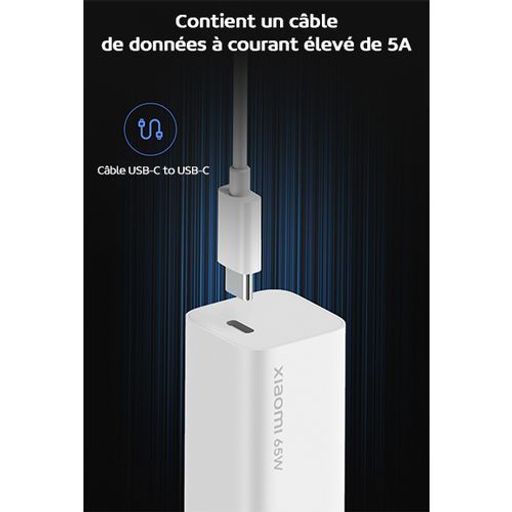 Chargeur Rapide 65w Gan Tech Usb Type-c Pour Mac, Pc, Et Smart Phone thumbnail 1