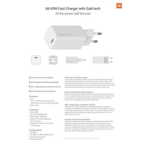 Chargeur Rapide 65w Gan Tech Usb Type-c Pour Mac, Pc, Et Smart Phone thumbnail 3