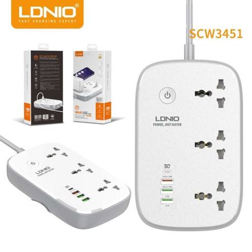 Multiprise Wifi Intelligent Avec 3 Ports Ac Universels 1 Pd + 1 Qc3.0 + 2 Ports Usb, 2500w 10a thumbnail 1