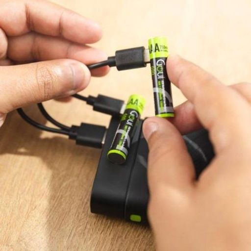 Batterie Rechargeable Aa Battery (2pcs) Avec Cable Type C De Charge - Pile 1300mah / 2600mwh Black thumbnail 2