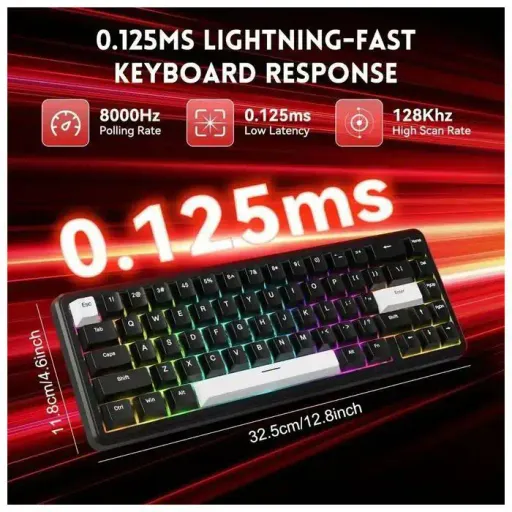 Mini Clavier Mécanique X65 He 8k Rapid Trigger Magnetic Switch Précision Rt 0.01mm, Claviers De Jeu Valorant Rétro-éclairé thumbnail 2