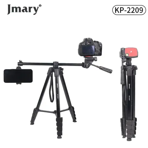 Trépied Professionnel En Aluminium Pour L'appareil Photo Et Téléphone Portable 2in1 1.7m Horizontal Axis Tripod Kp-2209 thumbnail 2