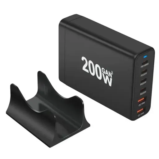 Station De Charge De Bureau Gan 6 Ports Chargeur De Bureau 200w Gan Usb-a X 2 + Usb C X 4 Pd 100w Charge Rapide thumbnail 1