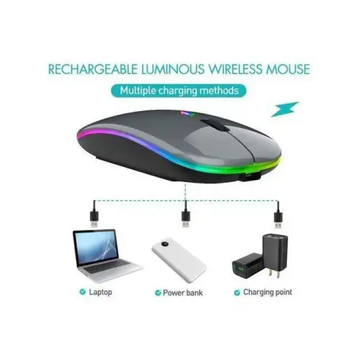 Souris Bluetooth Sans Fil 2.4g Rgb Silencieuse Ergonomique Pour Pc, Ipad Et Ordinateur Portable thumbnail 1
