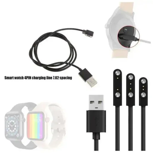 Câble De Charge Magnétique Pour Montre Intelligente, Pour 2 Broches, Distances 4mm, Noir, Nouveaux Câbles De Chargeur Usb Universel thumbnail 1