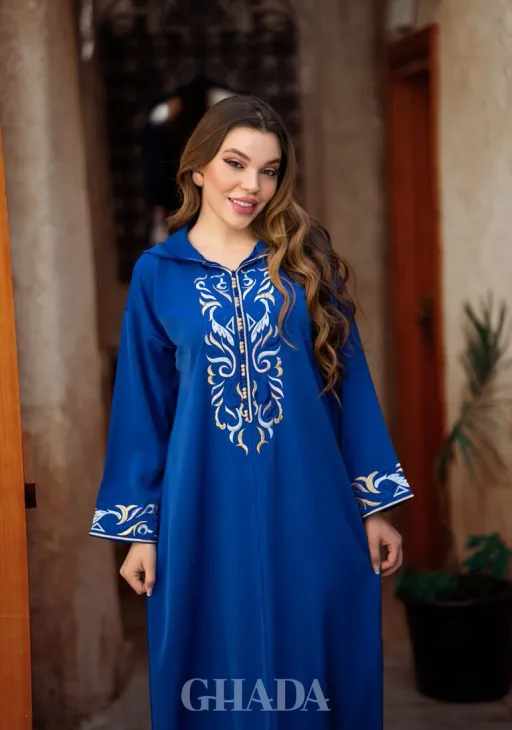 Djellaba Makhzaniya Avec Broderie En Skalli thumbnail 2