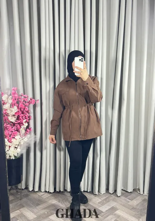 Veste Urbaine À Nœuds En Marron thumbnail 3