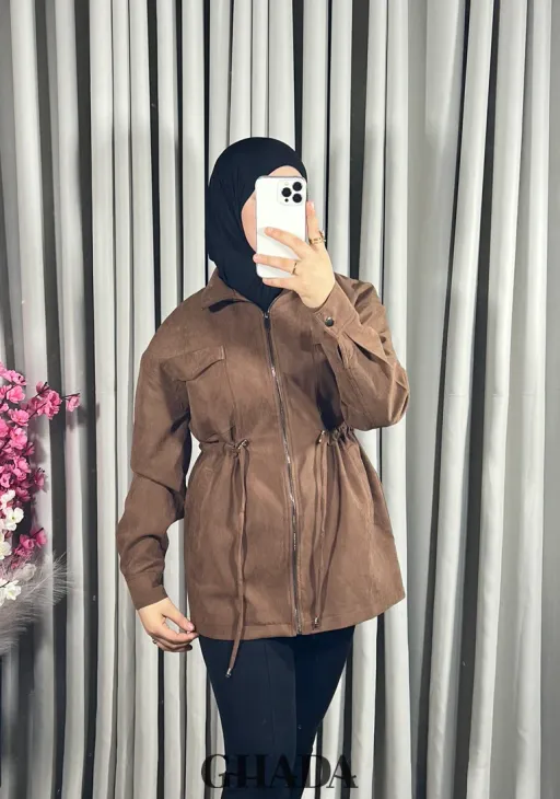 Veste Urbaine À Nœuds En Marron thumbnail 4
