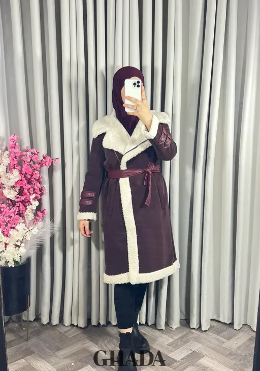 Manteau Long En Bordeaux thumbnail 2