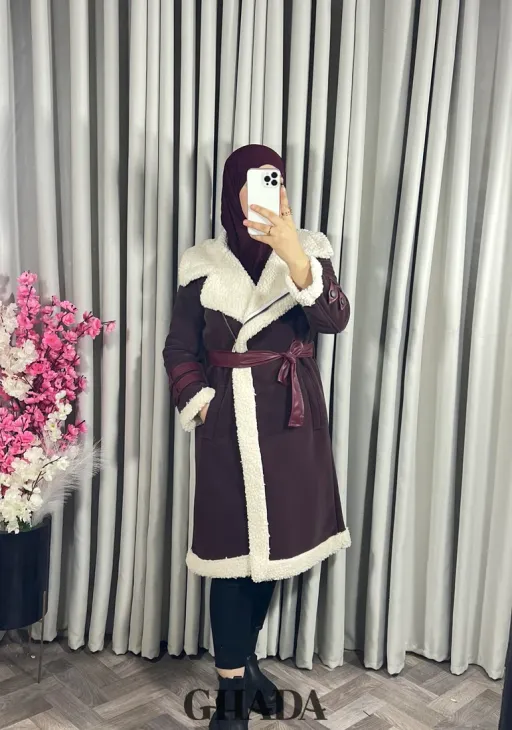 Manteau Long En Bordeaux thumbnail 3