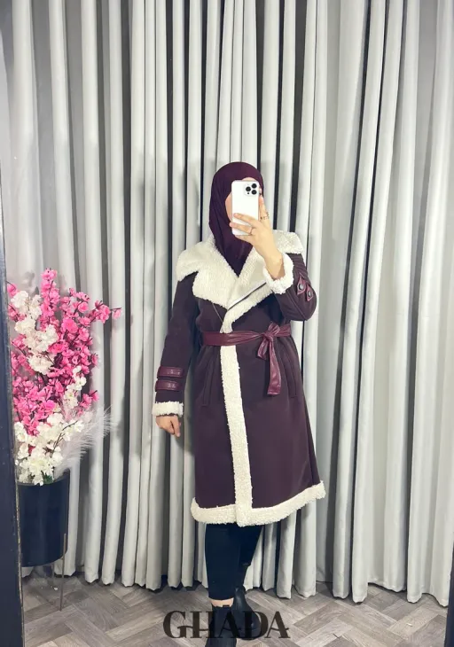 Manteau Long En Bordeaux thumbnail 4