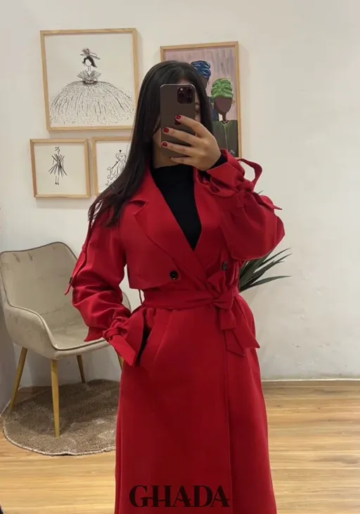 Trench Oversize Long En Rouge thumbnail 2