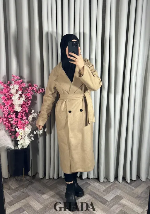 Manteau Long En Beige Foncé thumbnail 1
