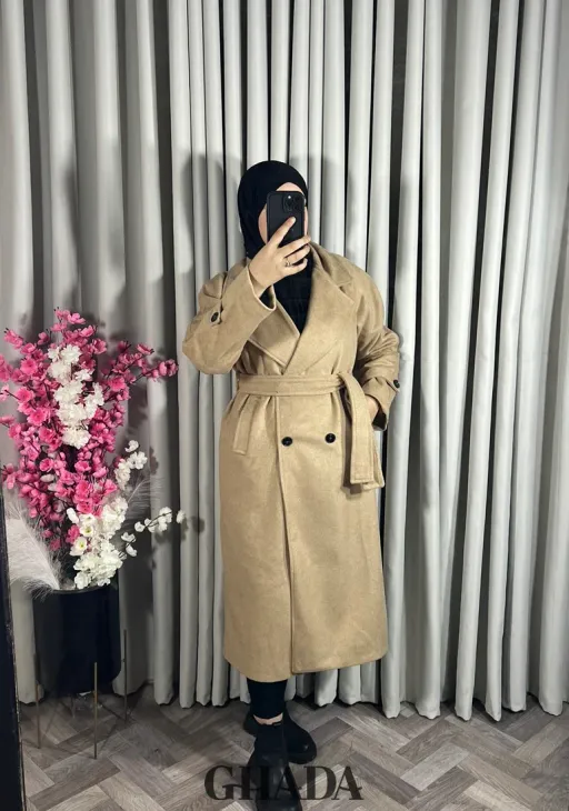 Manteau Long En Beige Foncé thumbnail 2