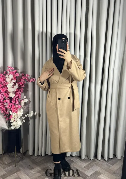 Manteau Long En Beige Foncé thumbnail 4