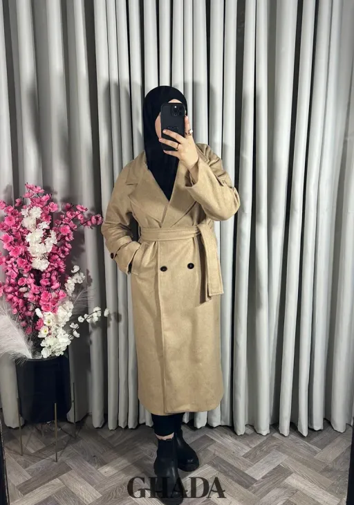Manteau Long En Beige Foncé thumbnail 3