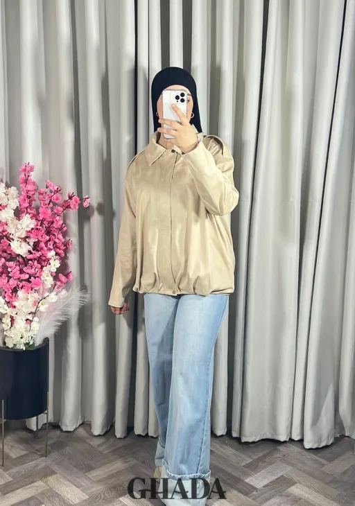 Bomber Suède En Beige thumbnail 4