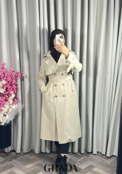Trench-coat Long En Beige Clair thumbnail 1