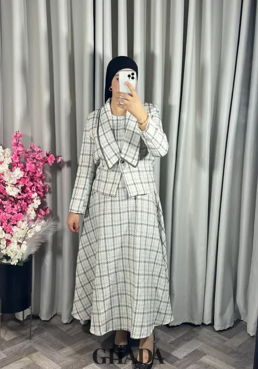 Ensemble Robe Avec Veste En Tweed thumbnail 3
