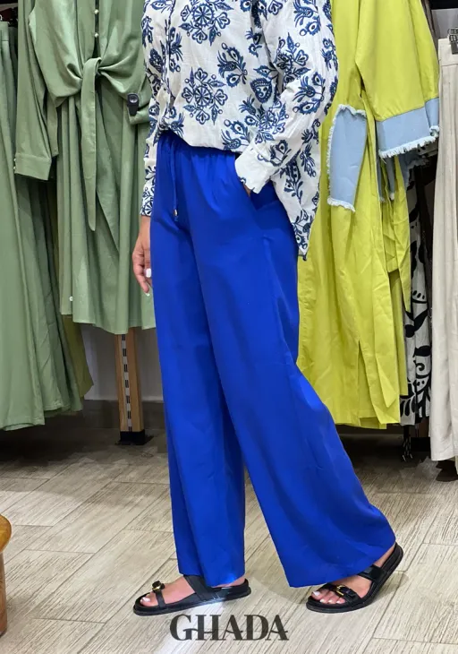 Pantalon En Lin Bleu thumbnail 2
