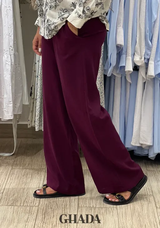 Pantalon En Lin Bordeaux thumbnail 2