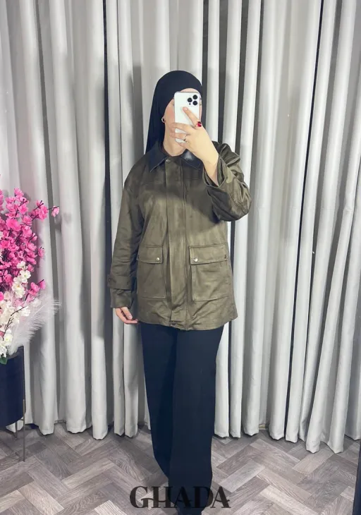 Veste En Daim Avec Col En Simili Cuir thumbnail 3