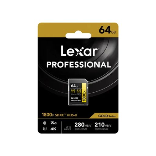 64gb Professional 1800x Uhs-ii Sdxc Gold Séries thumbnail 3