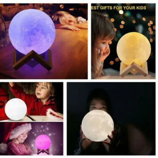 La Lune Lampe Lumineuse - Moon Light Lamp - Plusieurs Couleurs & Support Démontable thumbnail 2