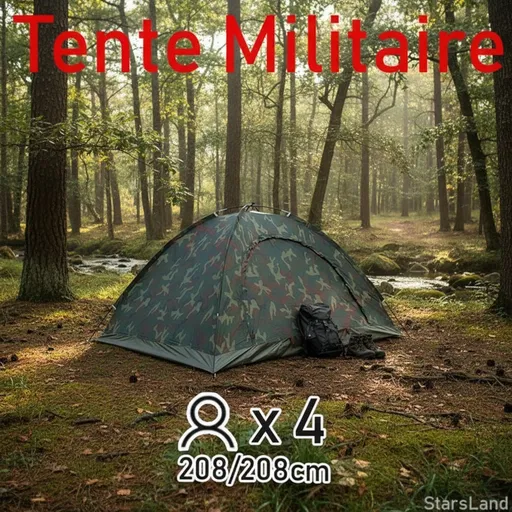 Tente Militaire - Camouflage - 4 Personnes - Imperméable - Montage Facile - Double Toit thumbnail 2