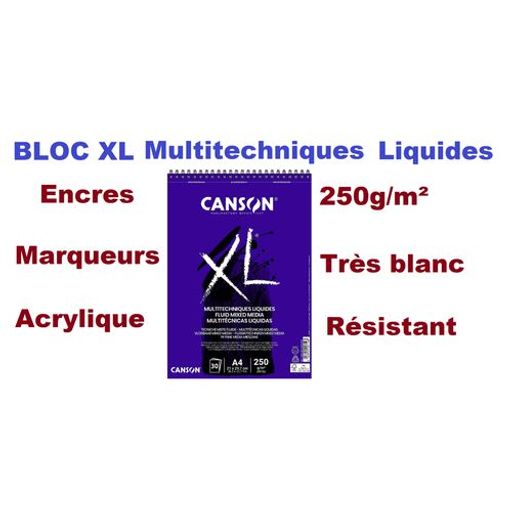 Bloc Xl Fluid Mixed Media 30 Feuilles A4 - Blanc  thumbnail 1