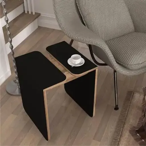 Table D'appoint Gieza -Noir Et Bois- 55cm thumbnail 1