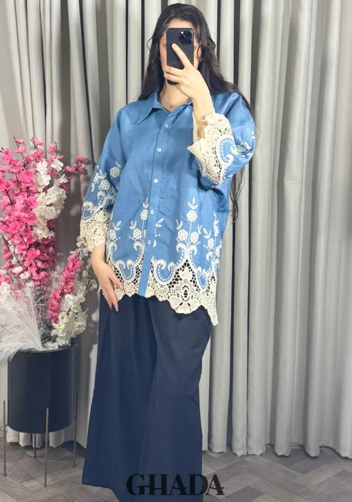Chemise En Denim Avec Broderie Anglaise thumbnail 2