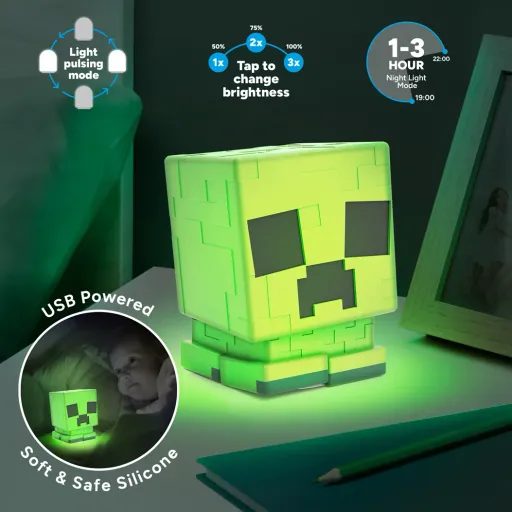 Lampe Minecraft Silicone Creeper Squishyglo Rechargeable thumbnail 1
